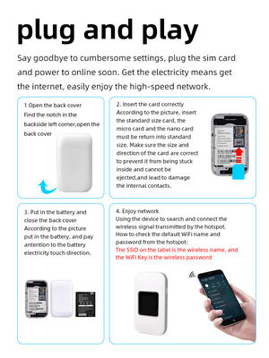 Lightweight Portable 4G Mobile Hotspot With Secure Wifi 150Mbps LTE Upload For Multi Device Connectivity